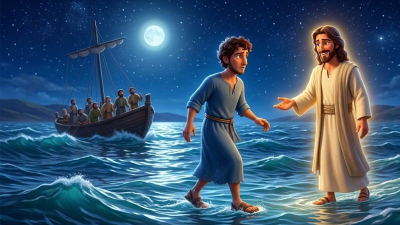Pedro Anda Sobre as Águas — história bíblica infantil